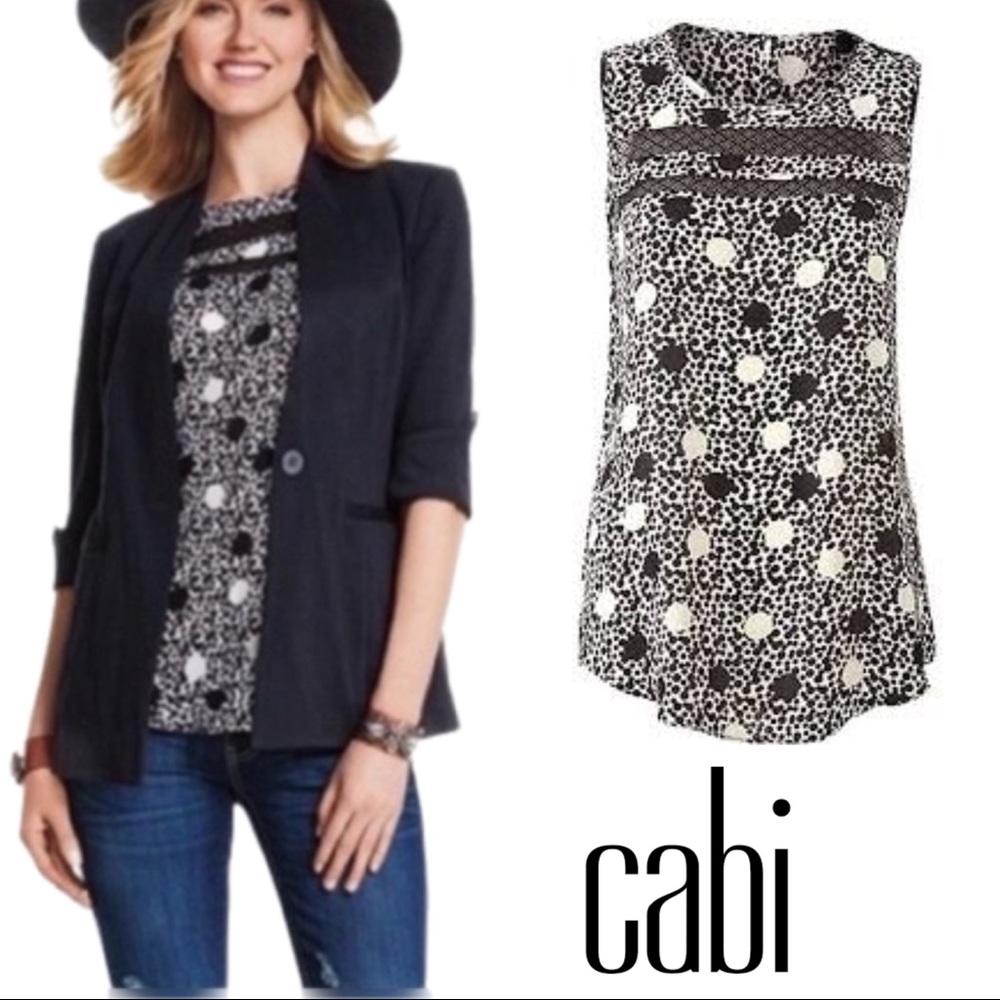 Cabi 3079 Jot Top Polka Dot Sleeveless Blouse